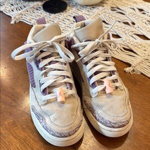 Purple and Cream Jordan Retro High-Top Sneakers
